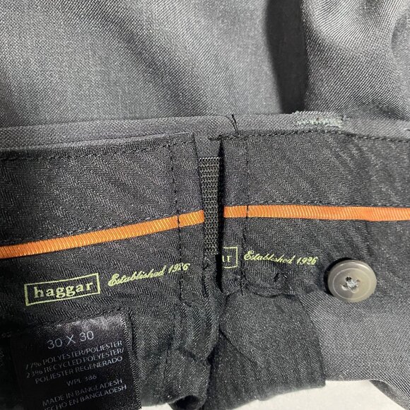 Haggar Mens Classic Fit Dress Pants 30x30 Black Polyester Blend Flat Front - Picture 6 of 6